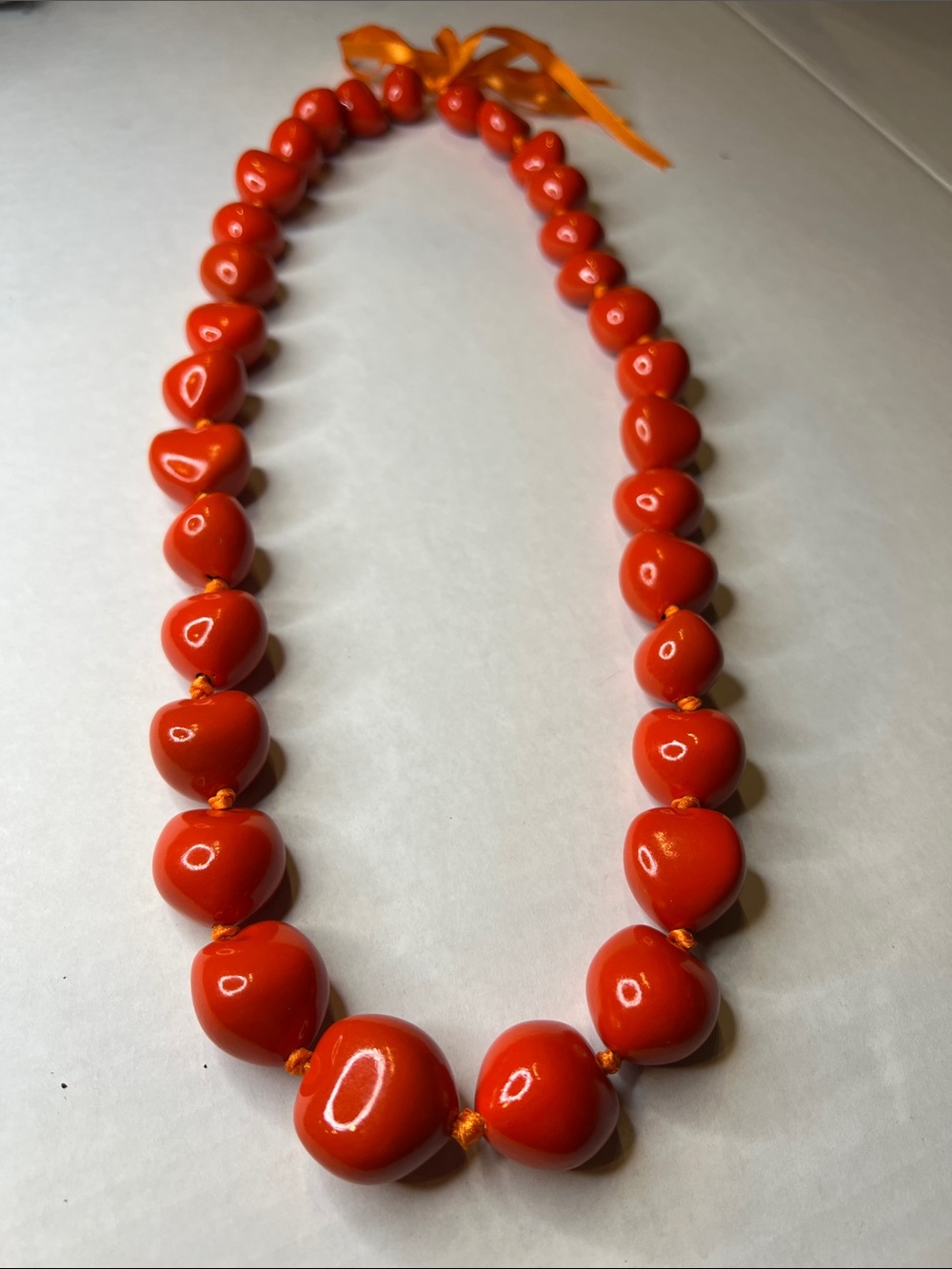 Handmade Red Heart Bead Necklace - Women's Jewelry